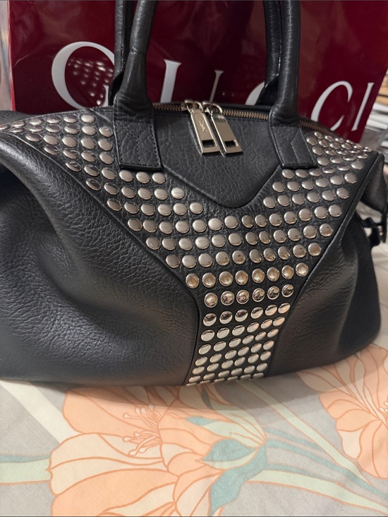 Yves Saint Laurent Handbags - YSL Studded Black Leather Satchel Bag